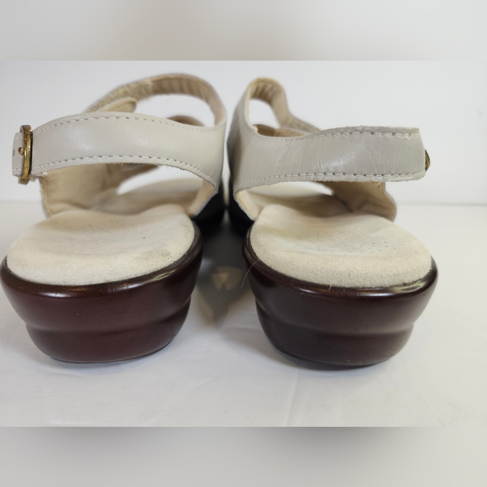 SAS Beige Leather Quatro Tripad Comfort Orthopedic Slingback Sandals Shoes S 7M - Picture 6 of 10